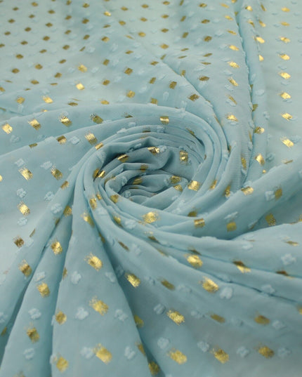 14 COLOURS - Swiss Knot Gold Foil Dot Dobby Sheer Georgette Chiffon Fabric 58"