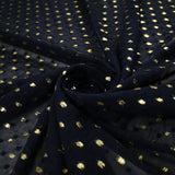 14 COLOURS - Swiss Knot Gold Foil Dot Dobby Sheer Georgette Chiffon Fabric 58"
