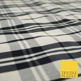Beige Black Dupion Faux Raw Silk Check Tartan Fabric Material 58" Craft 9638