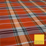 Perth Black Orange Dupion Faux Raw Silk Check Tartan Fabric Material 58" 9639