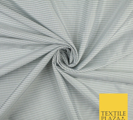 High Quality White Grey Check Gingham Faux Silk Taffeta Dress Fabric 57" 9642