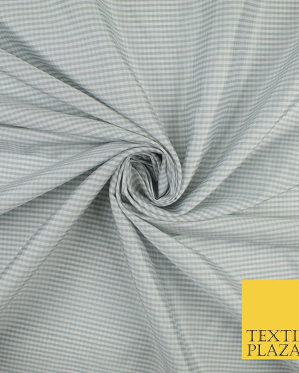 High Quality White Grey Check Gingham Faux Silk Taffeta Dress Fabric 57" 9642