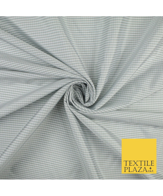 High Quality White Grey Check Gingham Faux Silk Taffeta Dress Fabric 57" 9642