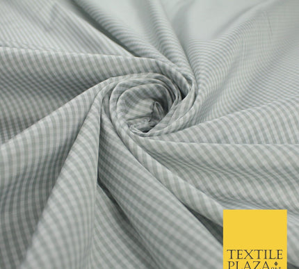 High Quality White Grey Check Gingham Faux Silk Taffeta Dress Fabric 57" 9642
