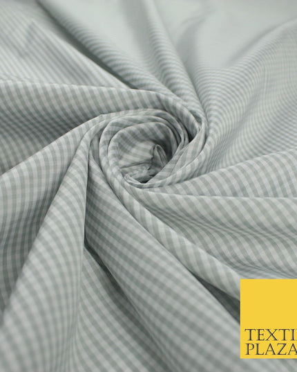 High Quality White Grey Check Gingham Faux Silk Taffeta Dress Fabric 57" 9642