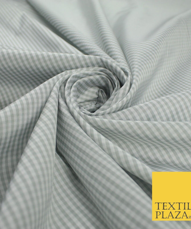 High Quality White Grey Check Gingham Faux Silk Taffeta Dress Fabric 57" 9642
