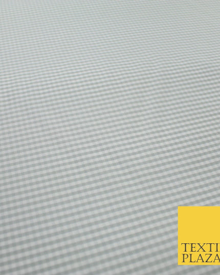 High Quality White Grey Check Gingham Faux Silk Taffeta Dress Fabric 57" 9642