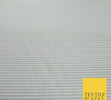 High Quality White Grey Check Gingham Faux Silk Taffeta Dress Fabric 57" 9642