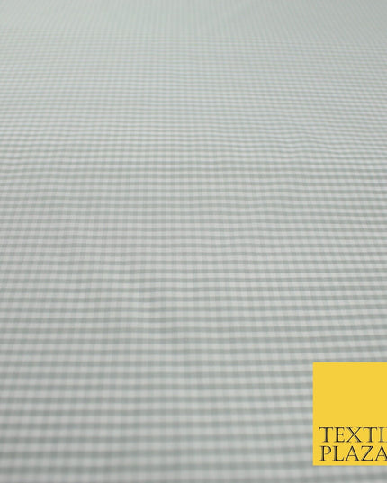 High Quality White Grey Check Gingham Faux Silk Taffeta Dress Fabric 57" 9642