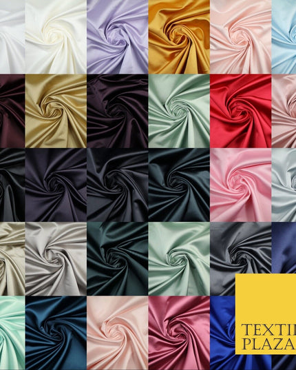 28 COLOURS Luxury Plain Smooth Dull Matt Duchess Bridal Satin Fabric Dress 58"