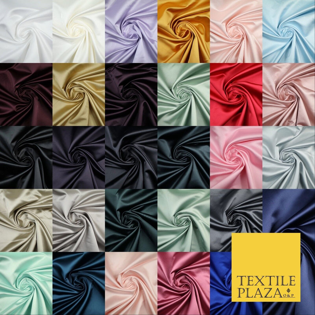 28 COLOURS Luxury Plain Smooth Dull Matt Duchess Bridal Satin Fabric Dress 58"