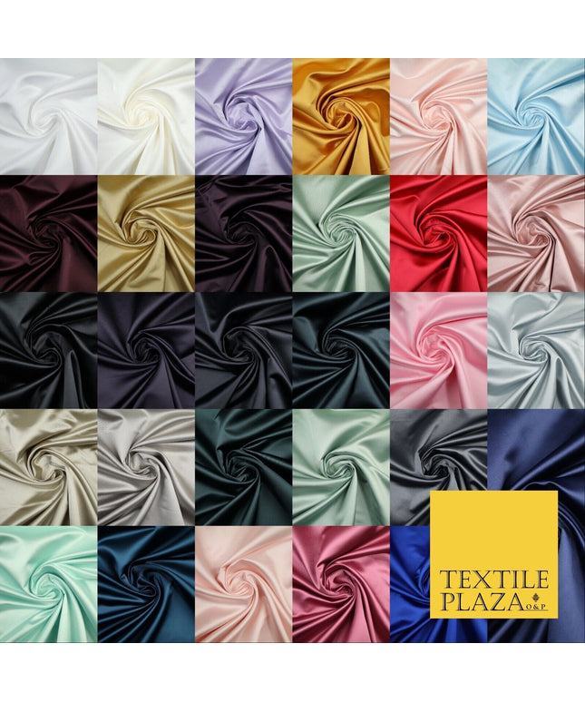28 COLOURS Luxury Plain Smooth Dull Matt Duchess Bridal Satin Fabric Dress 58"