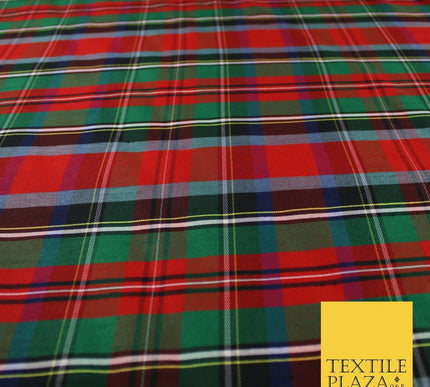 White Red Green Check Tartan Dupion Faux Raw Silk Fabric Xmas Material 57" 9643