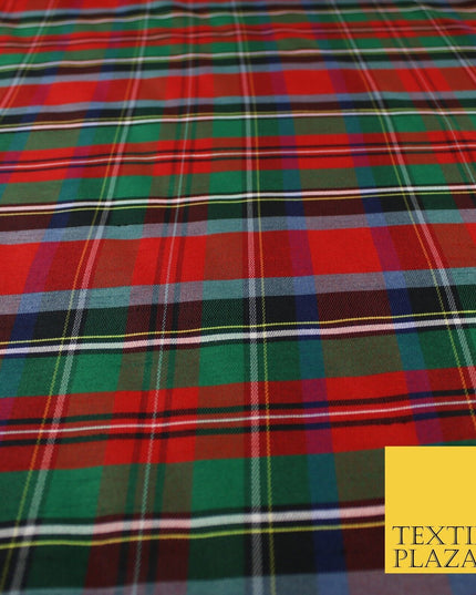 White Red Green Check Tartan Dupion Faux Raw Silk Fabric Xmas Material 57" 9643