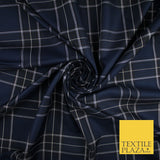 Navy Black Metallic Berg Plaid Check Tartan Dupion Faux Raw Silk Fabric 9646