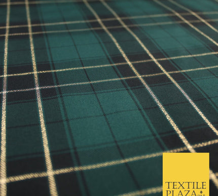 Green Black Rocket Plaid Metallic Check Tartan Dupion Faux Raw Silk Fabric 9645