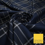 Navy Black Metallic Berg Plaid Check Tartan Dupion Faux Raw Silk Fabric 9646