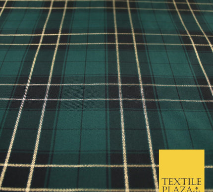Green Black Rocket Plaid Metallic Check Tartan Dupion Faux Raw Silk Fabric 9645