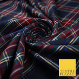 Navy Red Ashton Plaid Check Tartan Dupion Faux Raw Silk Dress Craft Fabric 9648