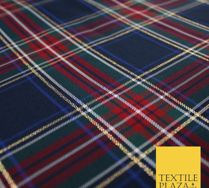 Navy Red Ashton Plaid Check Tartan Dupion Faux Raw Silk Dress Craft Fabric 9648