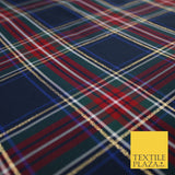 Navy Red Ashton Plaid Check Tartan Dupion Faux Raw Silk Dress Craft Fabric 9648
