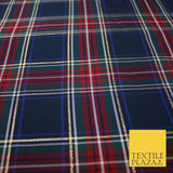 Navy Red Ashton Plaid Check Tartan Dupion Faux Raw Silk Dress Craft Fabric 9648