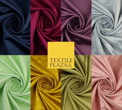8 COLOURS -  Luxury Plain Smooth Dull Matt Bridal Satin Fabric Dress 56" Wide