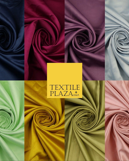 8 COLOURS -  Luxury Plain Smooth Dull Matt Bridal Satin Fabric Dress 56" Wide