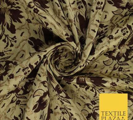 Red / Mahogany Abstract Floral Flowers Jacquard Brocade Dress Fabric 59" Wide
