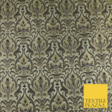 Navy Blue / Maroon Ornate Damask Outline Jacquard Brocade Dress Fabric 59" Wide