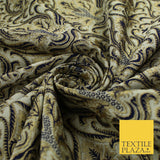 Navy Blue / Maroon Ornate Damask Outline Jacquard Brocade Dress Fabric 59" Wide