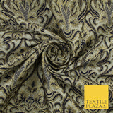 Navy Blue / Maroon Ornate Damask Outline Jacquard Brocade Dress Fabric 59" Wide