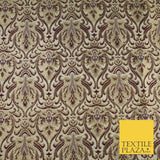 Navy Blue / Maroon Ornate Damask Outline Jacquard Brocade Dress Fabric 59" Wide