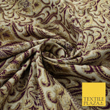 Navy Blue / Maroon Ornate Damask Outline Jacquard Brocade Dress Fabric 59" Wide