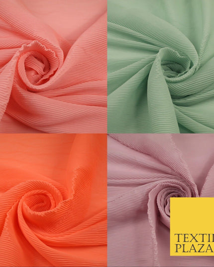 4 COLOURS - Micro Pleated Crinkle Plain Plisse Chiffon Georgette Fabric 58" Wide