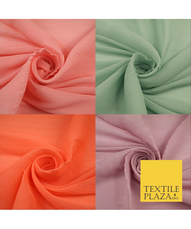 4 COLOURS - Micro Pleated Crinkle Plain Plisse Chiffon Georgette Fabric 58" Wide