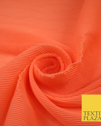 4 COLOURS - Micro Pleated Crinkle Plain Plisse Chiffon Georgette Fabric 58" Wide
