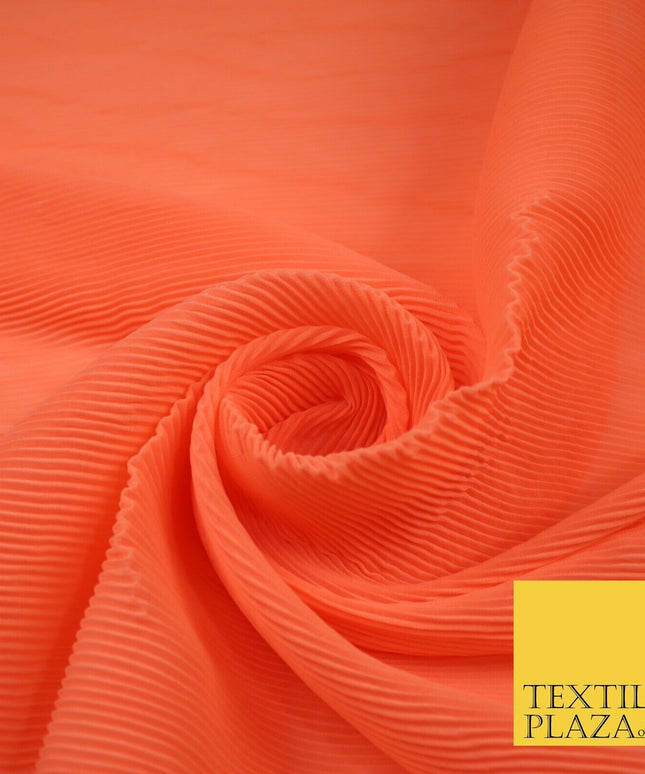 4 COLOURS - Micro Pleated Crinkle Plain Plisse Chiffon Georgette Fabric 58" Wide