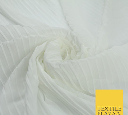 5 COLOURS -  Wide Pleated Plain Plisse Chiffon Georgette Fabric - 58" Wide