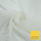5 COLOURS -  Wide Pleated Plain Plisse Chiffon Georgette Fabric - 58" Wide