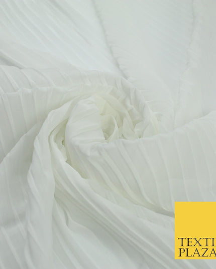5 COLOURS -  Wide Pleated Plain Plisse Chiffon Georgette Fabric - 58" Wide