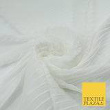 5 COLOURS -  Wide Pleated Plain Plisse Chiffon Georgette Fabric - 58" Wide