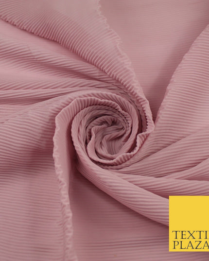 4 COLOURS - Micro Pleated Crinkle Plain Plisse Chiffon Georgette Fabric 58" Wide