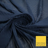 5 COLOURS -  Wide Pleated Plain Plisse Chiffon Georgette Fabric - 58" Wide