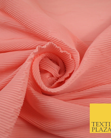 4 COLOURS - Micro Pleated Crinkle Plain Plisse Chiffon Georgette Fabric 58" Wide