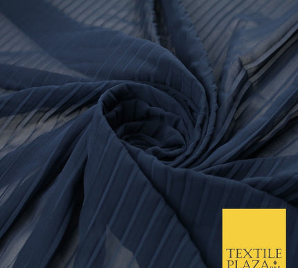 5 COLOURS -  Wide Pleated Plain Plisse Chiffon Georgette Fabric - 58" Wide