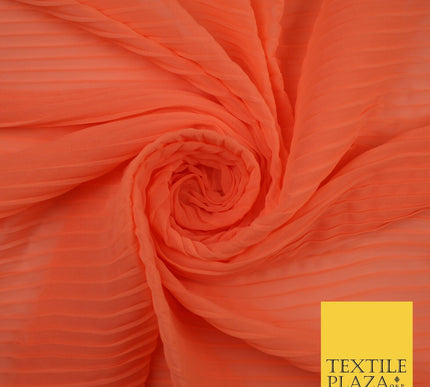 5 COLOURS -  Wide Pleated Plain Plisse Chiffon Georgette Fabric - 58" Wide