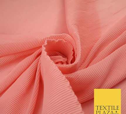 4 COLOURS - Micro Pleated Crinkle Plain Plisse Chiffon Georgette Fabric 58" Wide