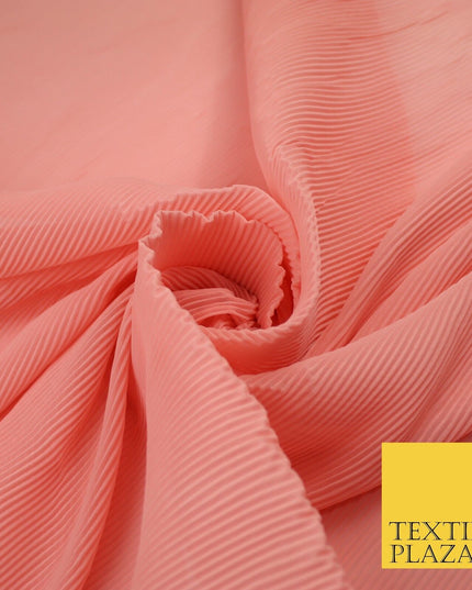 4 COLOURS - Micro Pleated Crinkle Plain Plisse Chiffon Georgette Fabric 58" Wide