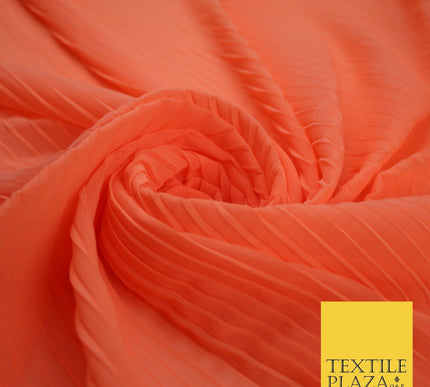 5 COLOURS -  Wide Pleated Plain Plisse Chiffon Georgette Fabric - 58" Wide